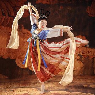 女童中国风汉服春秋款敦煌飞天舞蹈服装 嫦娥仙子古风襦裙演出服