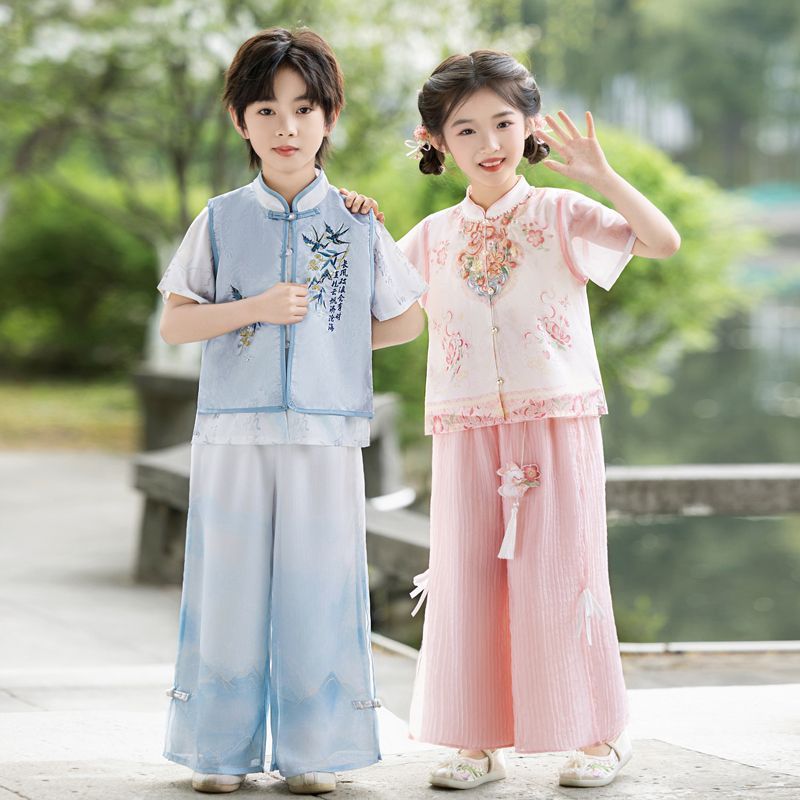 女童汉服夏2026新款国风新中式套装儿童古风唐装小女孩幼儿园古装