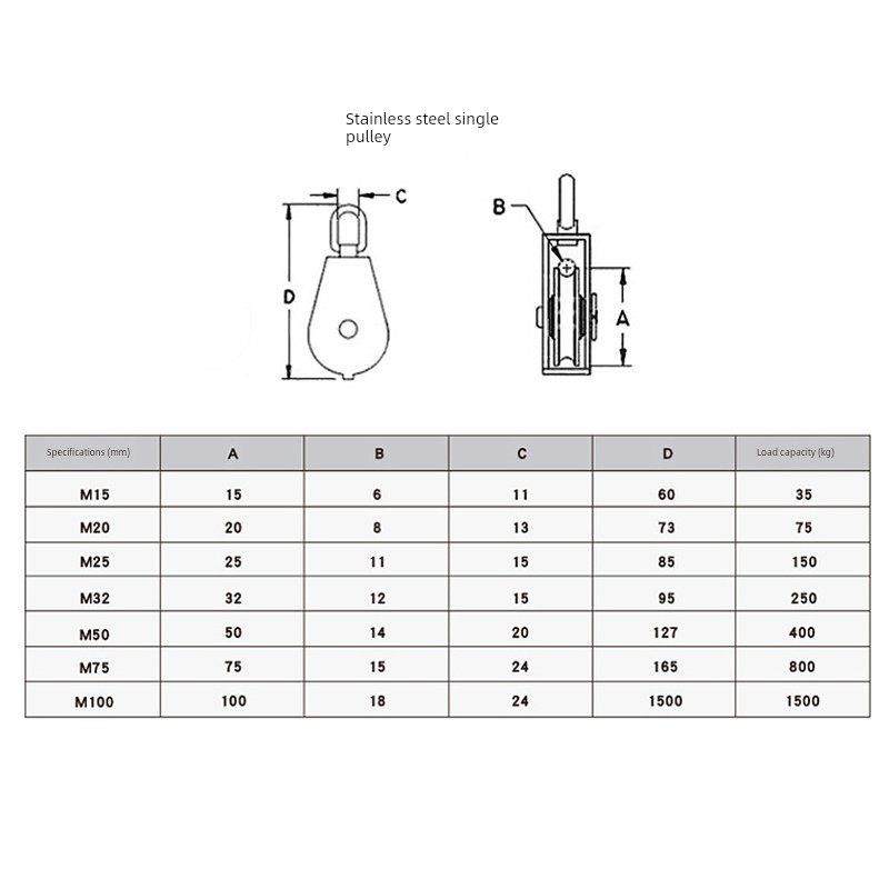 304不锈钢滑轮钢丝绳u型定滑轮吊钩吊轮滚轮单双轮小滑轮起重省力,五金/工具,滑轮,淘宝优惠券,粉丝福利购,淘宝优惠卷