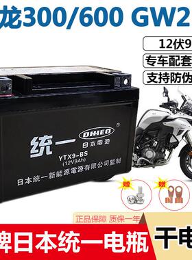 黄龙300/600GW250摩托车电池12v9-BS贝纳利752S/302S/502统一电瓶