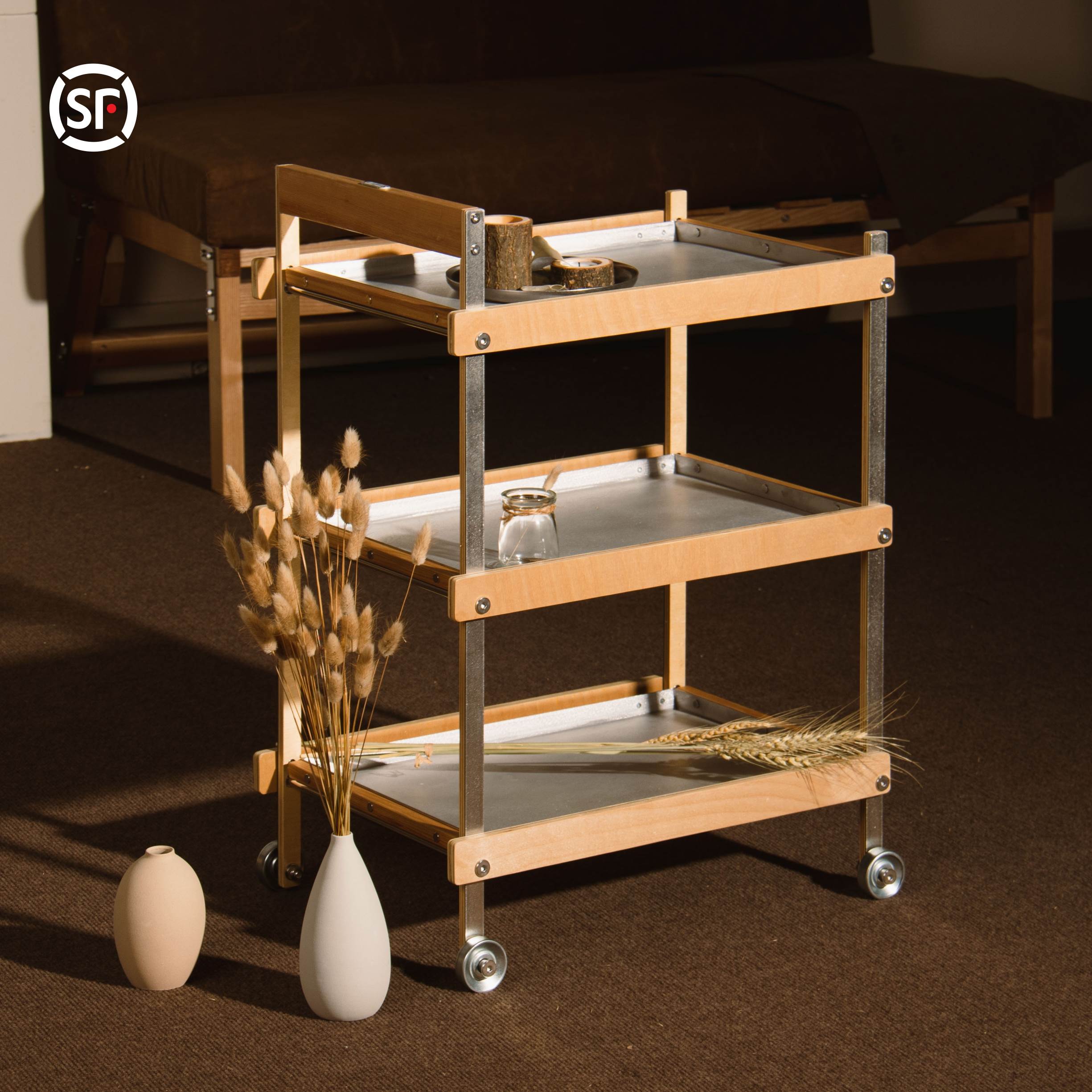 【新品】告载小推车 多功能组合实木不锈钢移动改造颜值 制吉家居