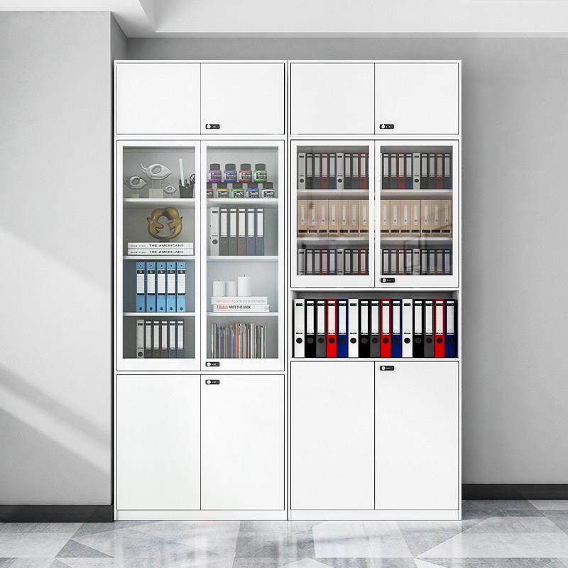 办公室2米密码锁大容量文件柜铁皮资料档案柜玻璃门展示书柜抽屉