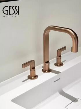 意大利GESSI捷仕INCISO系列58014分体全铜三孔欧式面盆冷热水龙头