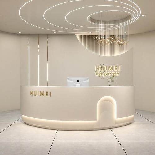 简约服装店美容院吧台收银台公司酒店舞蹈室瑜伽馆弧形前台接待台