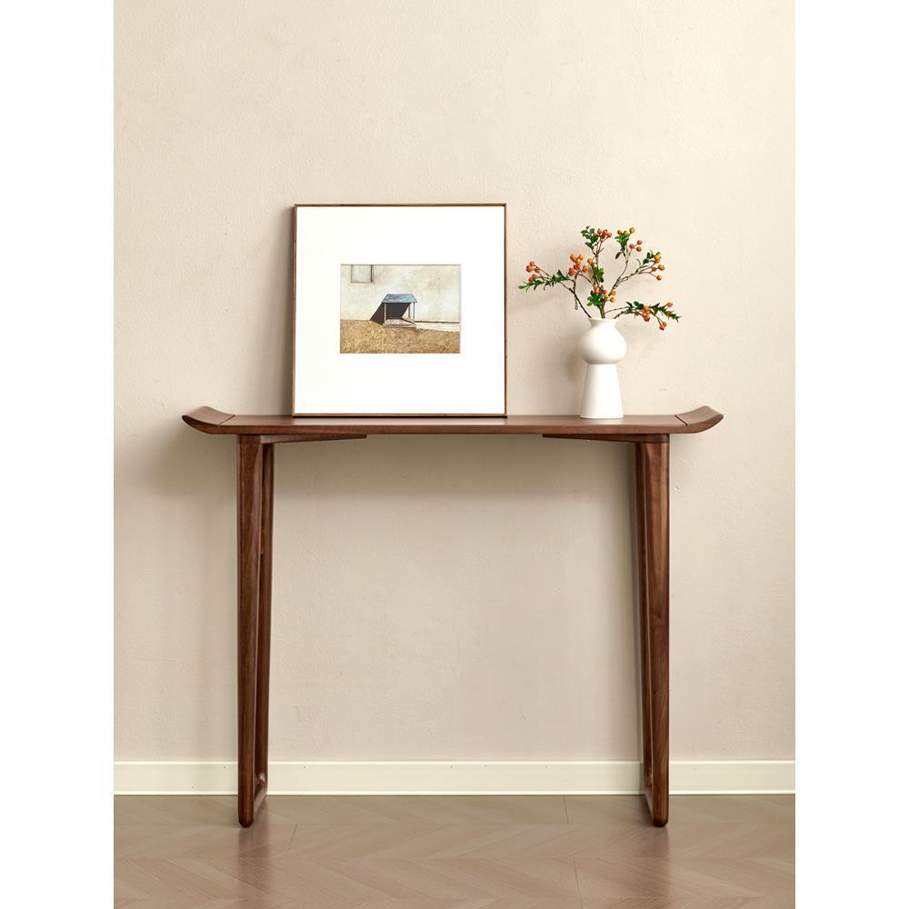 黑胡桃木极窄台案新中式玄关置物台实木条案高脚供桌入户玄关桌子