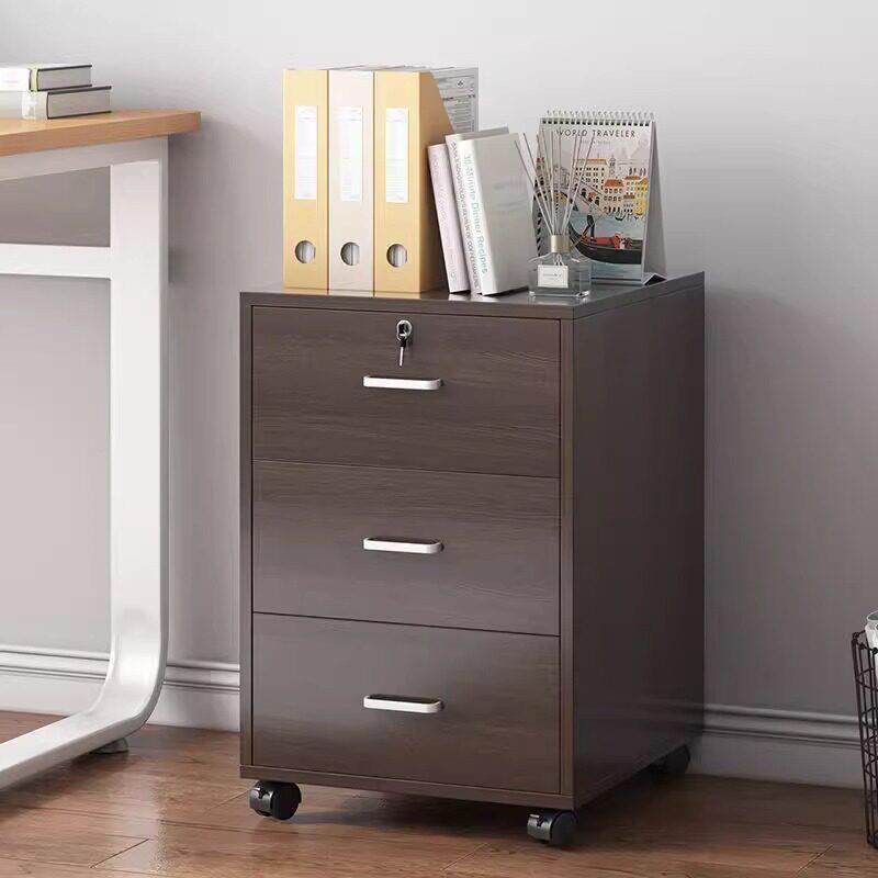 办公室文件柜资料柜带锁抽屉柜可移动木质桌下矮柜收纳柜储物柜