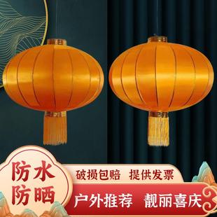 黄色绸布灯笼商场布置景区网红通道连串金色布艺灯笼装饰吊灯