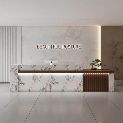 现代公司前台接待台办公吧台美容院酒店大厅咨询服务台收银台定制