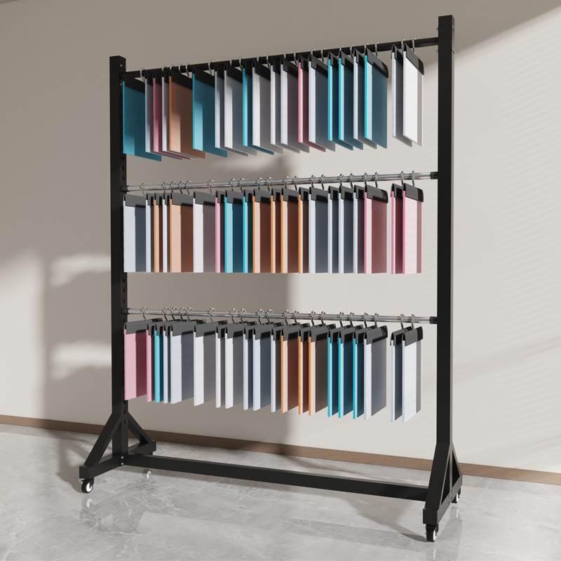 面料色卡展示架布料挂吊卡布匹样品架子布卷挂架直播货架服装地摊