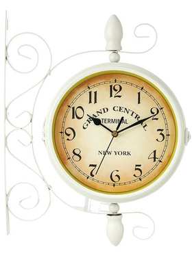 跨境货源欧式复古创意家居白色壁钟表double side clock双面挂钟