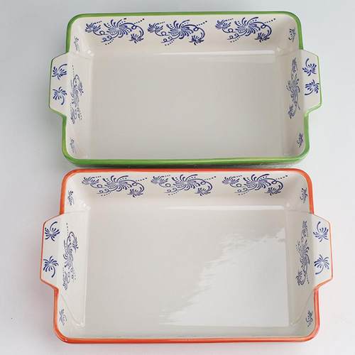 创意陶瓷双盘耳方形烤餐具家用厨房烘烤盘大容量餐厅烤箱VDF焙烤