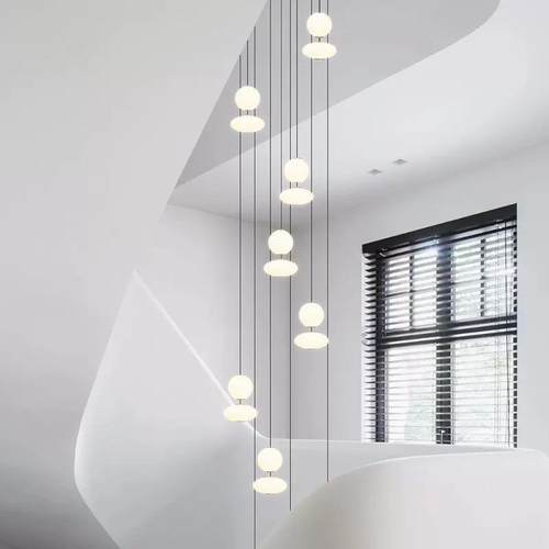 旋转楼梯吊灯长吊别灯简约复式otf墅公寓挑l空客厅极简楼梯MC279