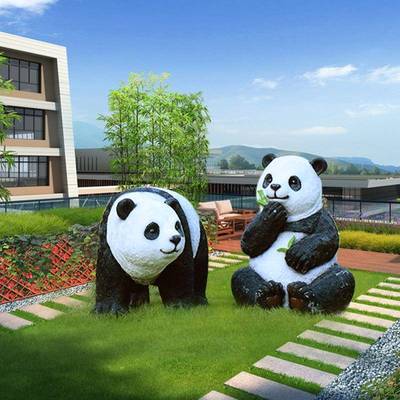 大型户外玻璃钢雕塑仿真动物熊猫摆件公园花园商场幼儿园美陈装饰