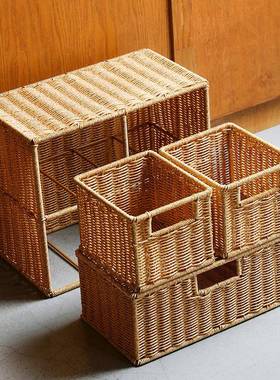 手储工编织床头柜柜37436边小型简约床物收纳客厅浴室阳台置物架