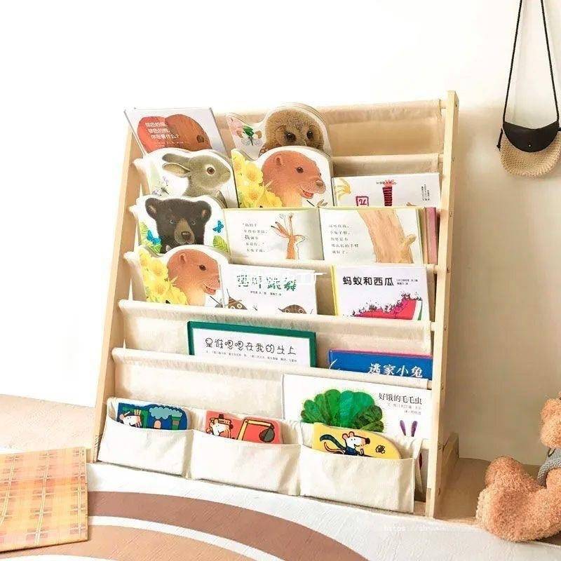 实木书架儿童书架子阅读书柜幼儿园收纳简易落地置物架儿童绘本架