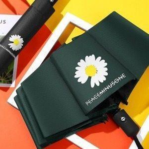 清新雏菊全自动晴雨两用伞黑胶防晒抗UV遮阳伞小巧可携式遮阳伞