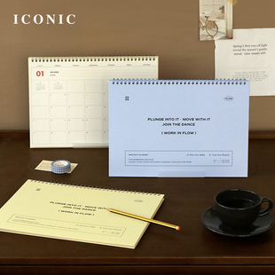 FLOW台历型月记A4手帐日本管理笔记本桌面立式 韩国ICONIC 代办事项提醒线圈本商务文艺学生 2026年