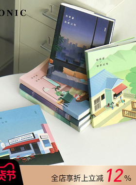 【3折特惠】2025年韩国ICONIC ENDAND插画印花封面内页日记A5变型手帐日程管理笔记本PVC保护封皮小清新学生