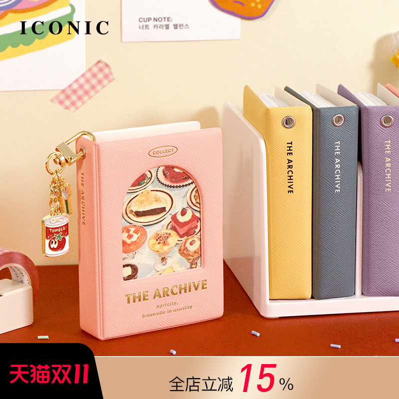韩国ICONIC COLLECT拍立得相片收纳相册40张自由装饰封皮小巧PVC纯色插袋式可爱文艺卡片名片收纳册文艺女