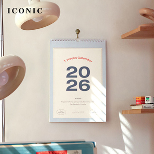 FLOW月历挂历日程管理功能时尚 韩国ICONIC 小清新配色家用办公室网红店配饰简约创意礼物 2026年