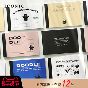 韩国ICONIC DOODLE手绘涂鸦风插画主题自填日期日计划手帐A6变型日程管理笔记本PVC保护封皮可爱便携学生白领