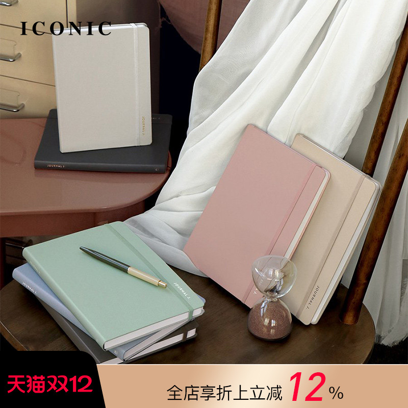 【3折特惠】2025年韩国ICONIC JOURNAL J周记型A5纯色合成皮封皮绑带手帐日程管理笔记本一周两页商务学生