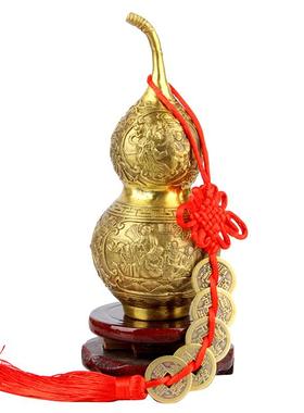 铜葫芦摆件 开盖八仙葫芦 开口天医葫芦