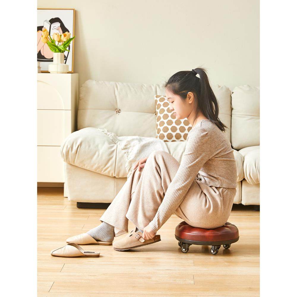 家用美缝凳子滑轮矮凳带轮小凳子带娃儿童学步凳可移动换鞋凳圆凳,住宅家具,万向轮凳,淘宝优惠券,粉丝福利购,淘宝优惠卷