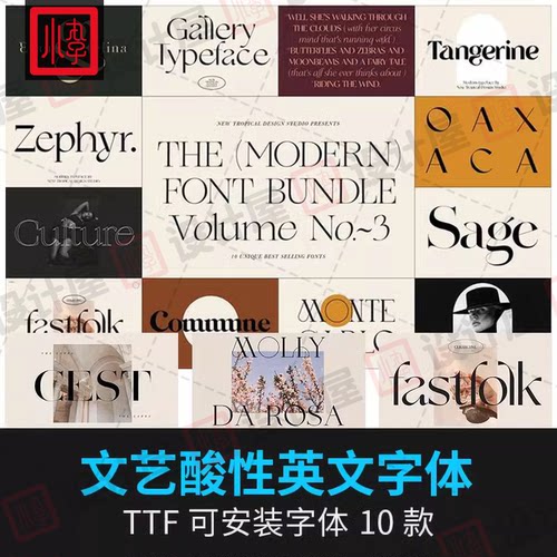 海报标题优雅酸性轻奢衬线艺术字体杂志英文logo品牌设计win/MAC