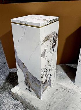 简约轻奢岩板底座摆件别墅玄关客厅落地高档装饰立柱创意摆台基座