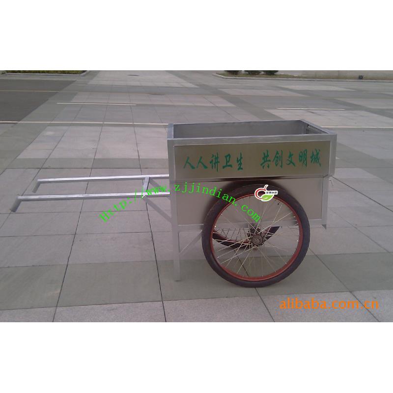 供应不锈钢人力二轮手推垃圾车清洁车保洁车JD-L021