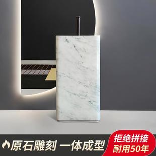 石洗手洗脸洗漱盆 轻奢天然大理石一体立柱盆酒店会所卫生间落地式
