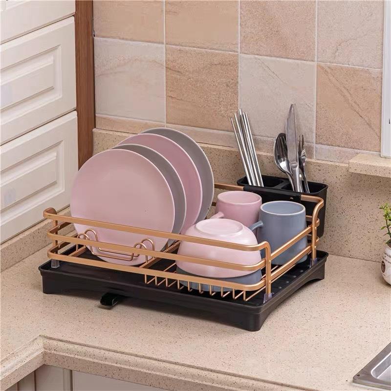 太空铝碗碟放置架多用带筷子笼放置架碗碟沥水架