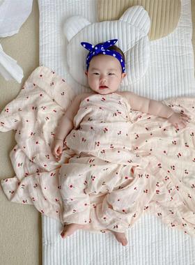 婴儿唯美纱布毯夏薄柔muslin双层竹棉新生儿包巾襁褓宝宝包被抱毯