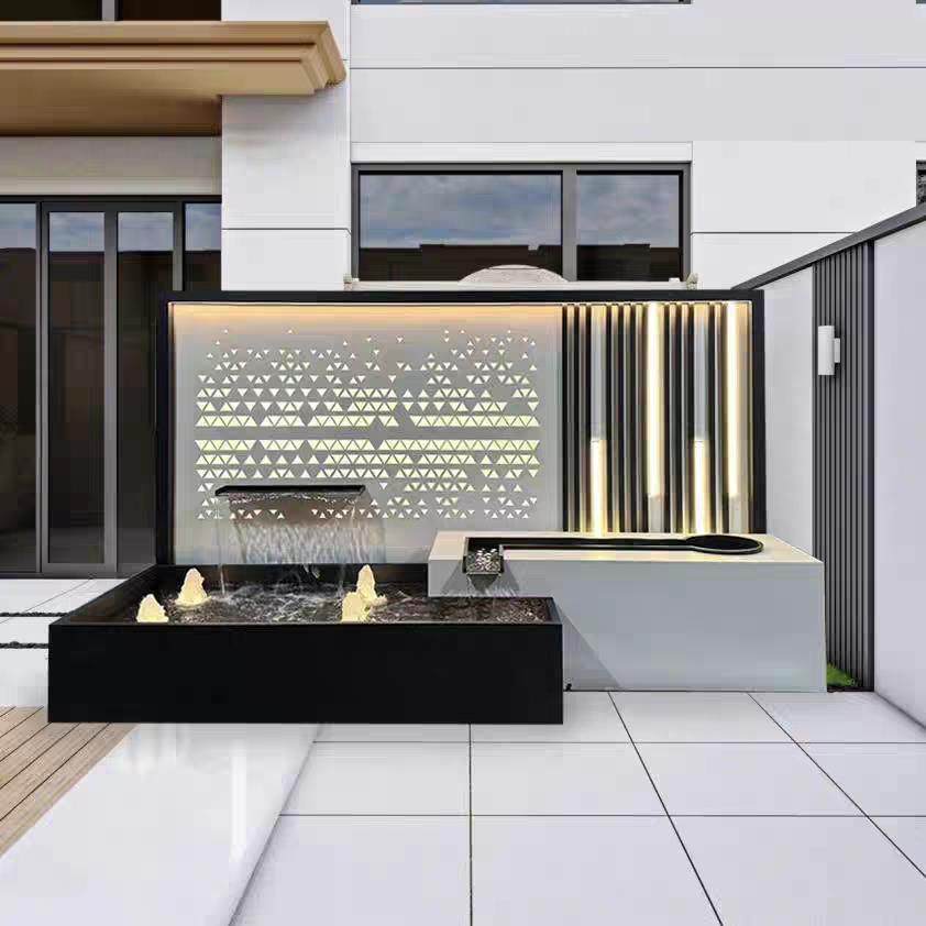 定制庭院现代不锈钢流水景墙别墅花园背景墙简约水幕墙影壁墙屏风,家居饰品,户外/庭院摆件,淘宝优惠券,粉丝福利购,淘宝优惠卷