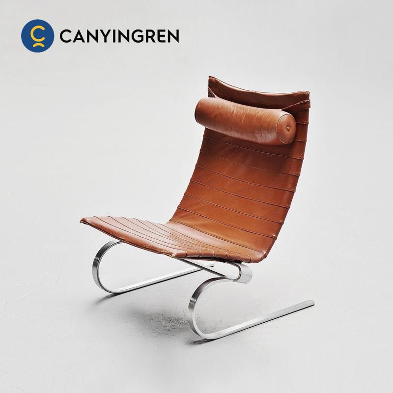 真皮沙发躺椅阳台家用休闲客厅创意设计师PK20轻奢摇椅接待洽谈椅