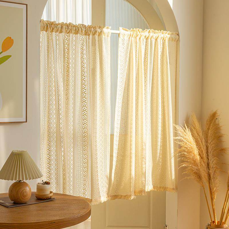 法式覆古纱门帘提花门帘网红ins风蕾丝隔断窗家用商用装饰小窗帘