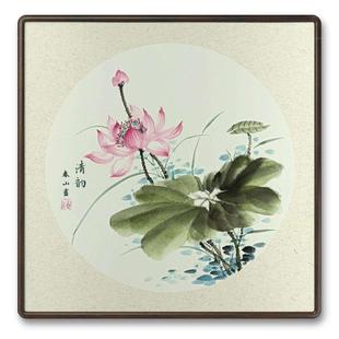 现货未落款 7国画纯手绘宣卡纸花鸟写意斗方小品梅兰竹菊牡丹荷花