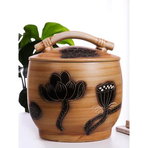 景德镇陶瓷米缸10kg20斤防潮防虫家用米坛厨房带盖储物面粉罐米桶