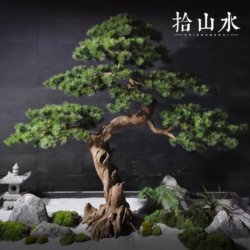 大型仿真迎客松罗汉松新中式造景装饰假松树盆景美人松景观摆件