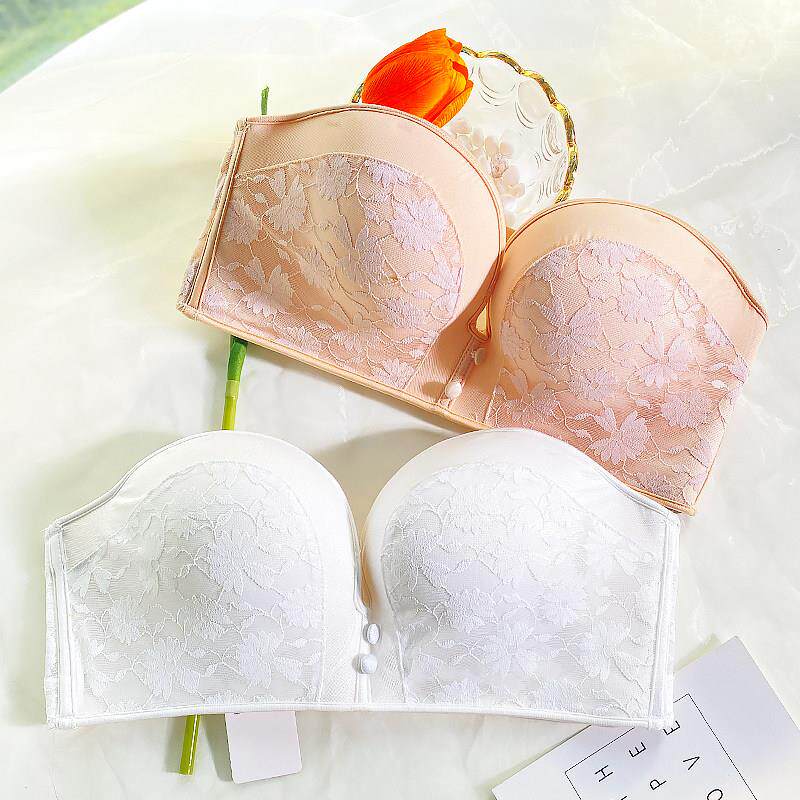 无肩带内衣女夏季薄款小胸聚拢婚纱裹胸抹胸胸罩加厚防滑隐形胸罩