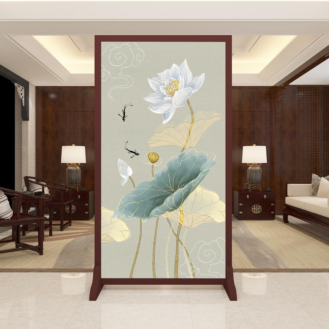 中式屏风隔断墙 客厅家用玄关办公室入门进门卫生间 遮挡简易座屏