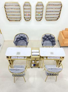 北欧大功率吸尘器单人美甲桌椅套装组合网红轻奢带插座美甲台双层