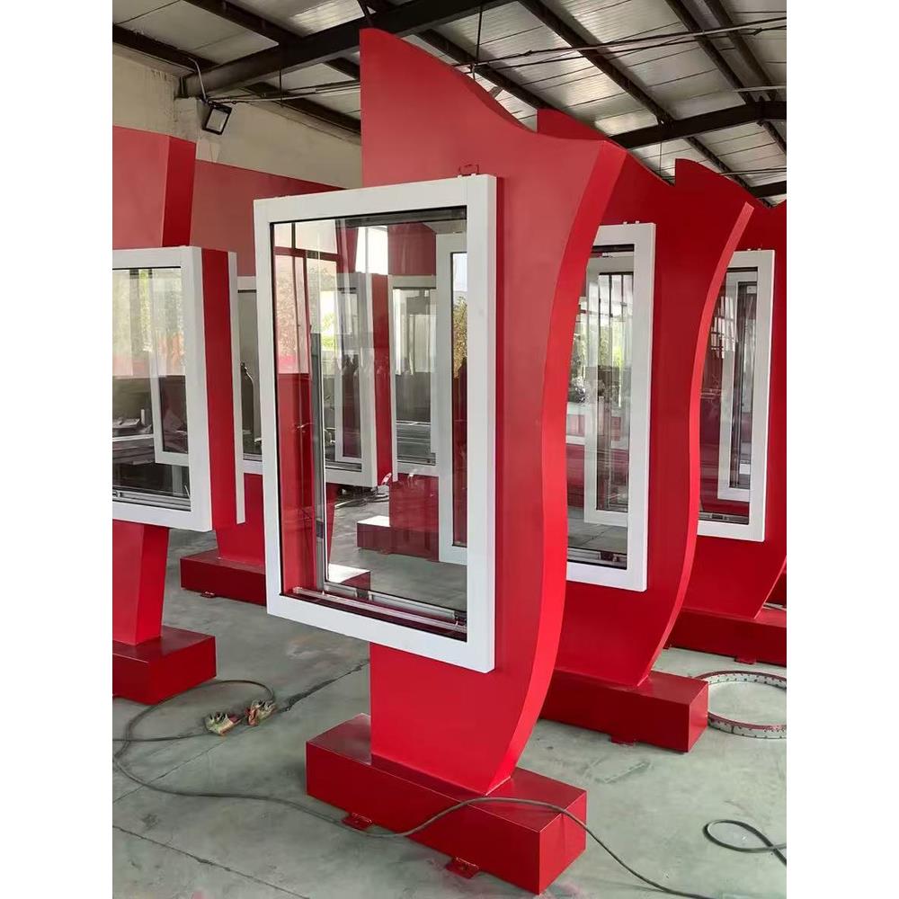 壁挂式滚动灯箱红旗造型部队户外落地不锈钢党建宣传栏广告太阳能