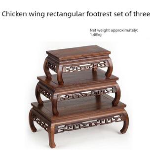 长方形鸡翅木质底座 红木雕刻工艺品摆件 实木花瓶花盆玉石头托架