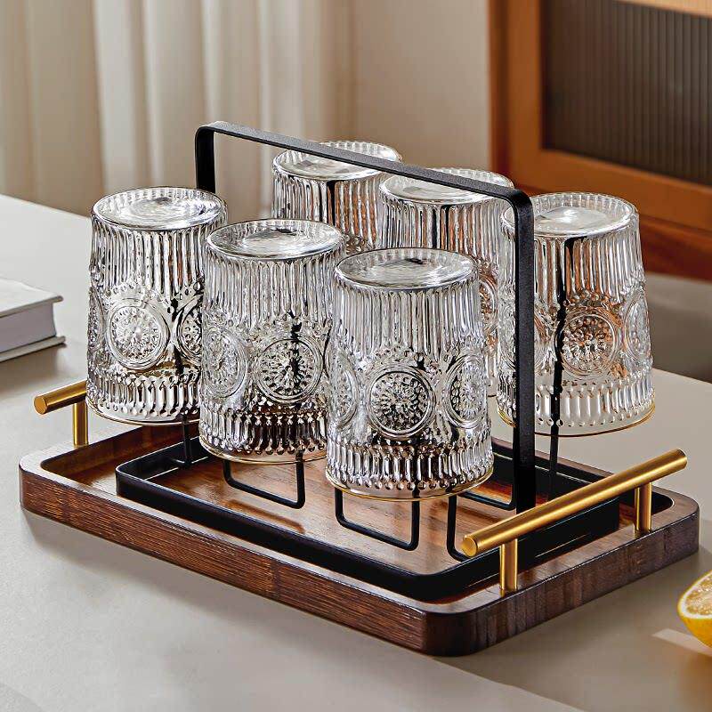 高硼硅玻璃水杯套装家用待客耐高温喝水杯子新款高颜值泡茶水晶杯