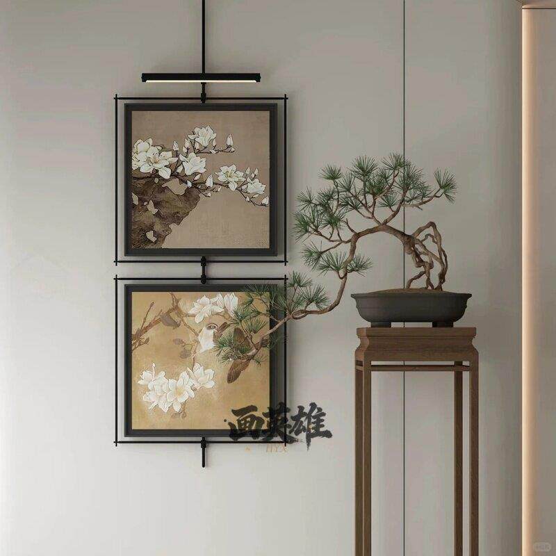 定制装饰画新中式装饰画玄关茶室金属吊杆壁饰现代简约挂画