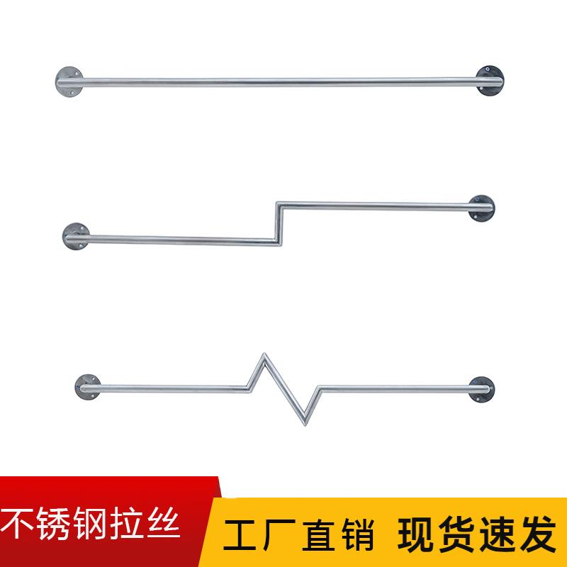 服装店墙上正挂不锈钢拉丝衣架子服装货架壁挂式挂版展示架店装饰
