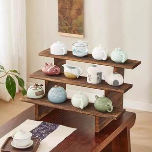 桌面展示架实木多层中式博古架阶梯式架小型多宝阁茶具茶杯置物架