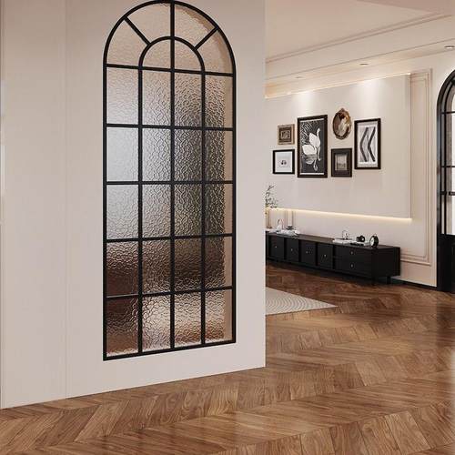 法式中古屏风隔断客厅2025新款轻奢高级感卧室玄关入户正对面玻璃